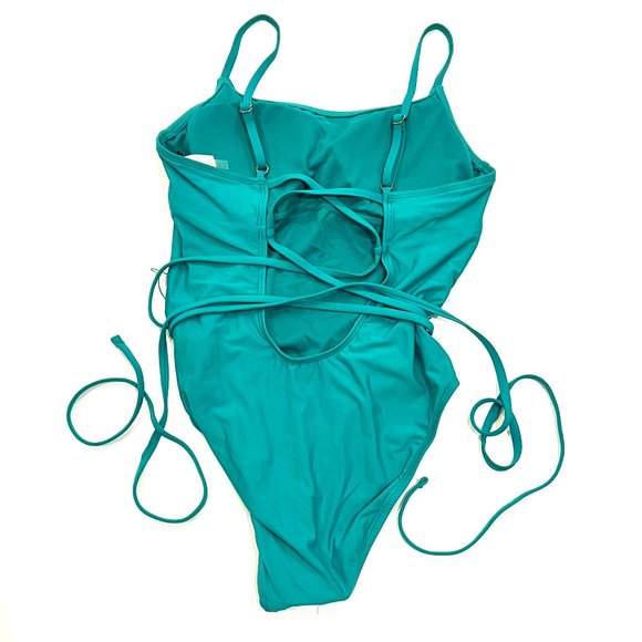 NWT Lace-Up One Piece Swimsuit - Shade & Shore - Teal - Picture 4 of 8